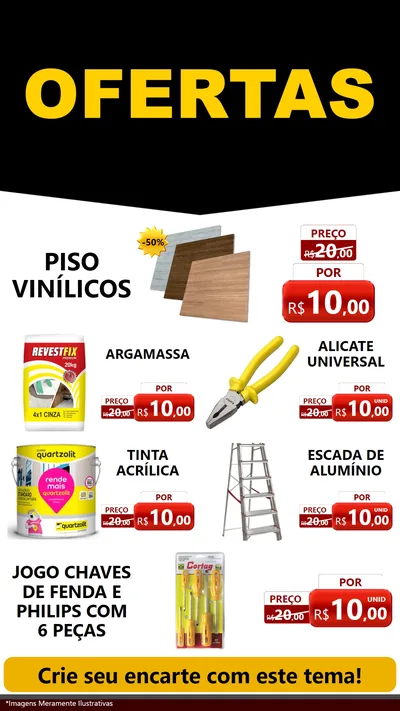 Modelo de TV para TV Vertical com o tema Ofertas Preto e Vermelho Cartaz para Material para Construção