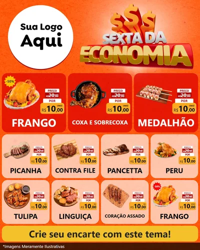 Modelo de Rede Social para Feed Instagram com o tema Sexta da Economia para Assados