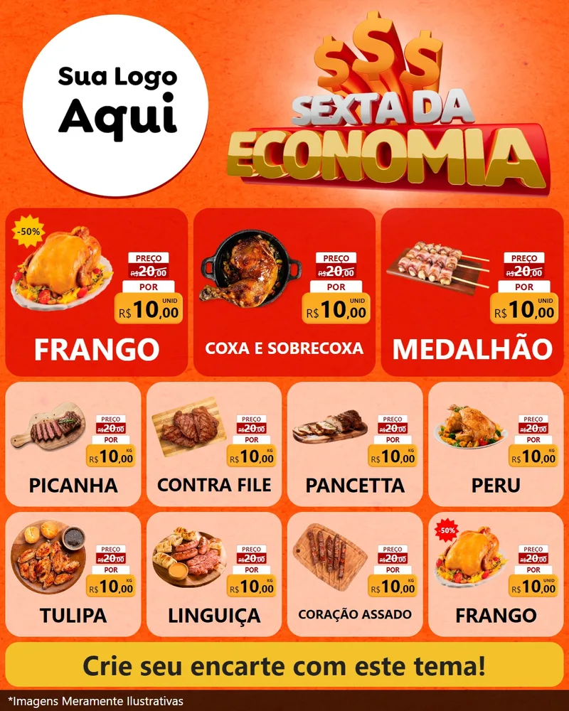 Modelo de Rede Social para Feed Instagram com o tema Sexta da Economia para Assados