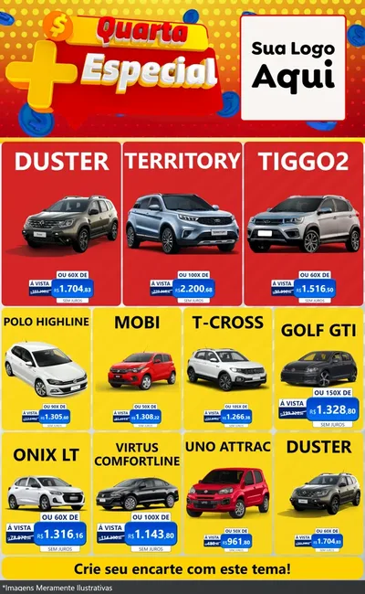 Modelo de Encarte para Encarte Grande com o tema Quarta Mais Especial para Concessionaria de Carros