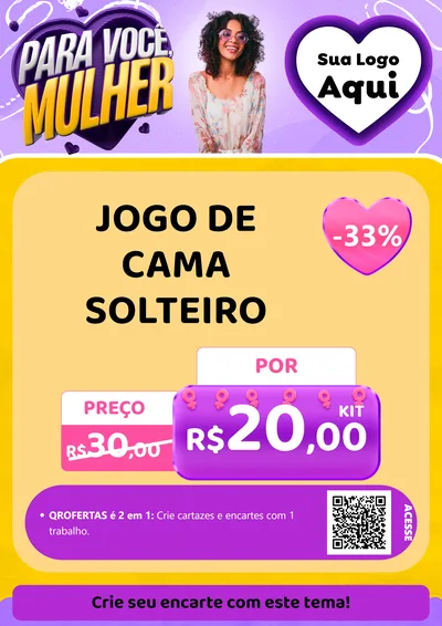 Modelo de Cartaz para Cartaz A4 Vertical com o tema Para Você, Mulher para Cama, Mesa e Banho