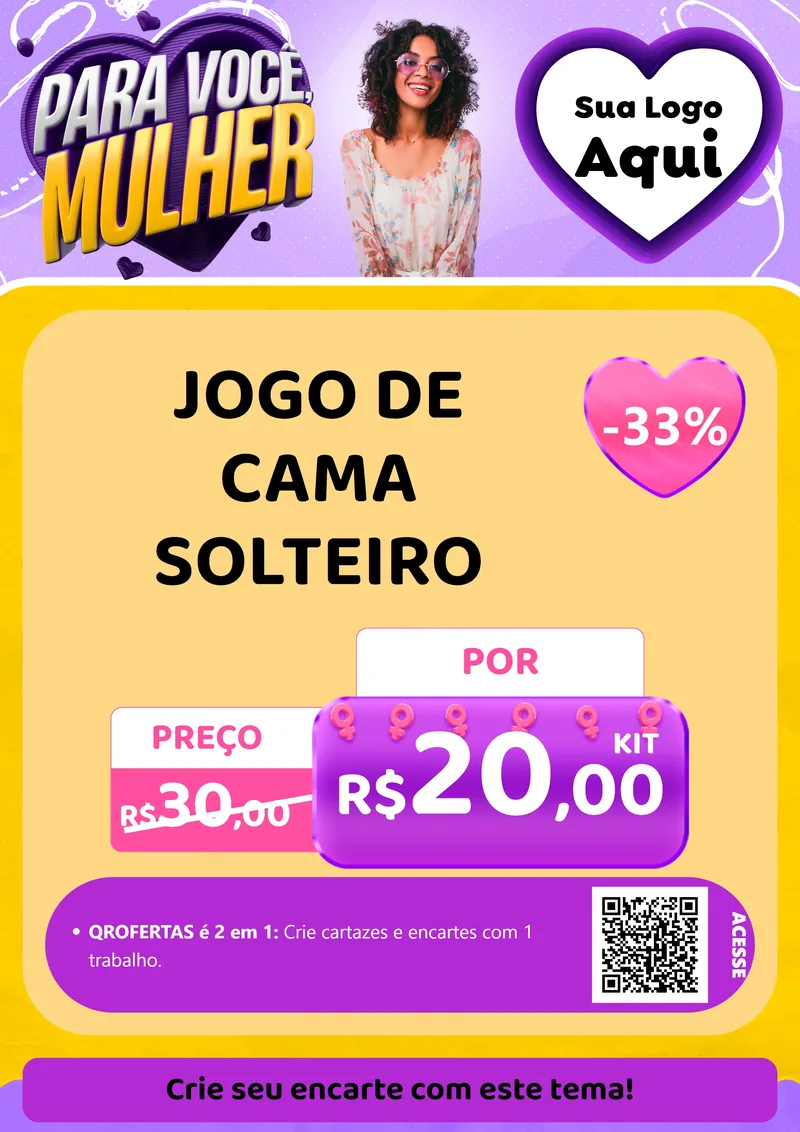 Modelo de Cartaz para Cartaz A4 Vertical com o tema Para Você, Mulher para Cama, Mesa e Banho