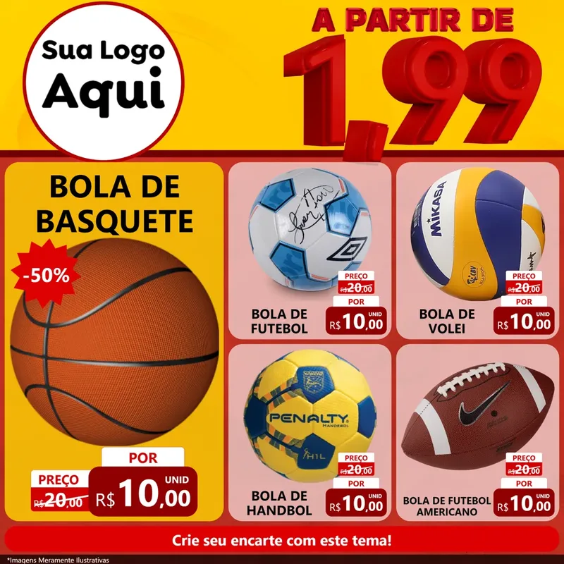 Modelo de Rede Social para Feed Facebook com o tema A Partir de Um e Noventa e Nove - 1,99 para Artigos Esportivos