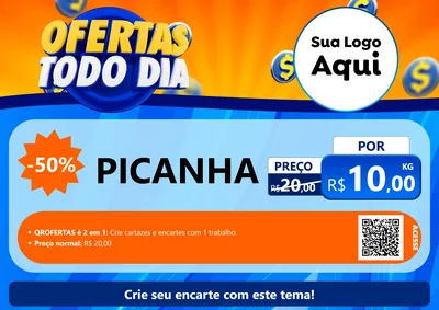 Modelo de Cartaz para Cartaz A4 Horizontal com o tema Ofertas Todo Dia para Açougue