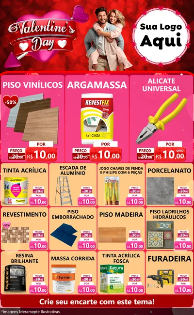 Modelo de Encarte para Encarte Grande com o tema Valentine's Day para Material para Construção
