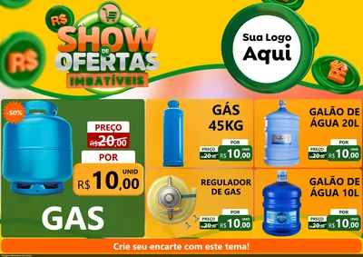 Modelo de Encarte para Encarte A4 Horizontal com o tema Show de Ofertas Imbatíveis para Água e gás