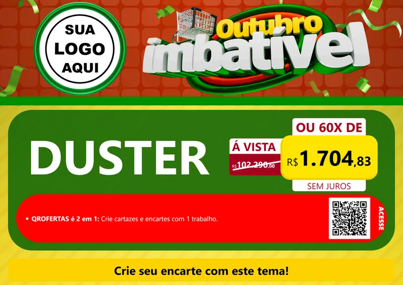 Modelo de Cartaz para Cartaz A4 Horizontal com o tema Outubro Imbatível para Concessionaria de Carros