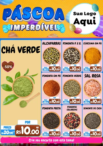 Modelo de Encarte para Encarte A4 Vertical com o tema Páscoa Imperdível para Produtos Naturais