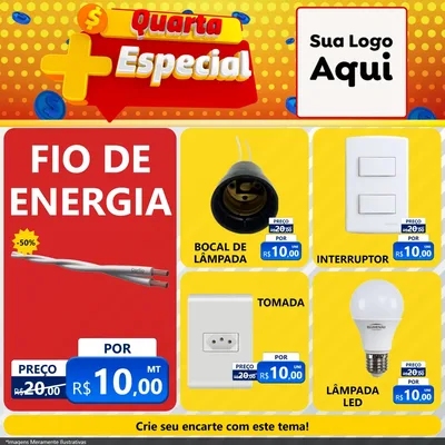 Modelo de Rede Social para Feed Facebook com o tema Quarta Mais Especial para Materiais Elétricos