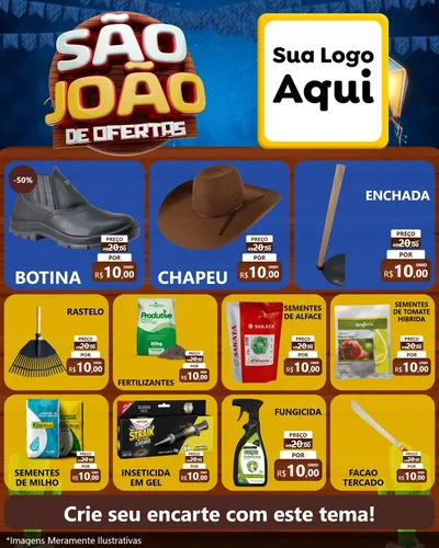 Modelo de Rede Social para Feed Instagram com o tema São João Ofertas Imbatíveis! - Junina para Agropecuária