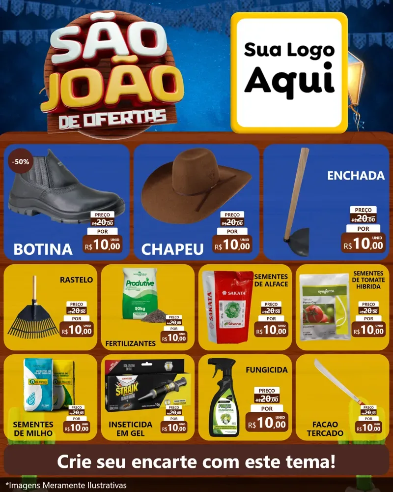 Modelo de Rede Social para Feed Instagram com o tema São João Ofertas Imbatíveis! - Junina para Agropecuária