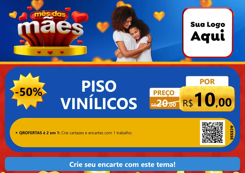 Modelo de Cartaz para Cartaz A4 Horizontal com o tema Mês das Mães para Material para Construção