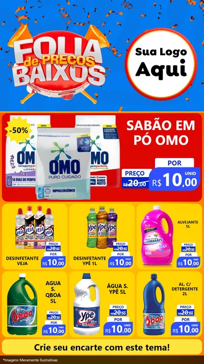 Modelo de Rede Social para Stories com o tema Folia de Preços Baixos para Produtos de Limpeza