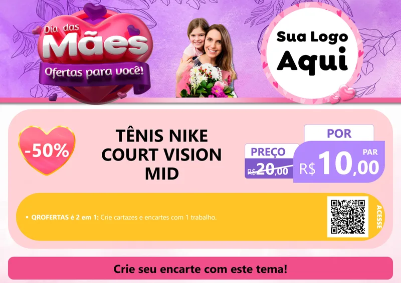 Modelo de Cartaz para Cartaz A4 Horizontal com o tema Dia das Mães Ofertas para Você! para Calçados