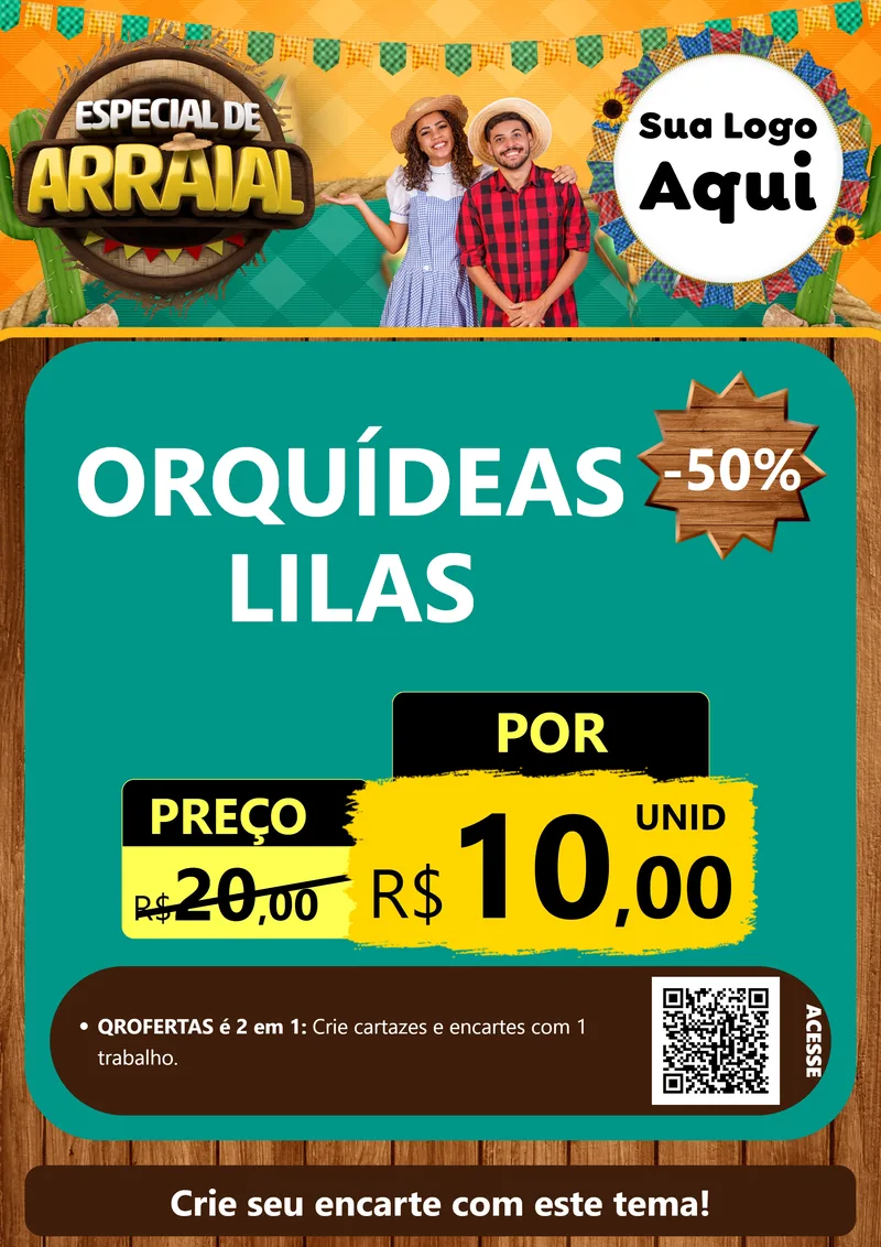 Modelo de Cartaz para Cartaz A4 Vertical com o tema Especial De Arraial para Floricultura e jardim