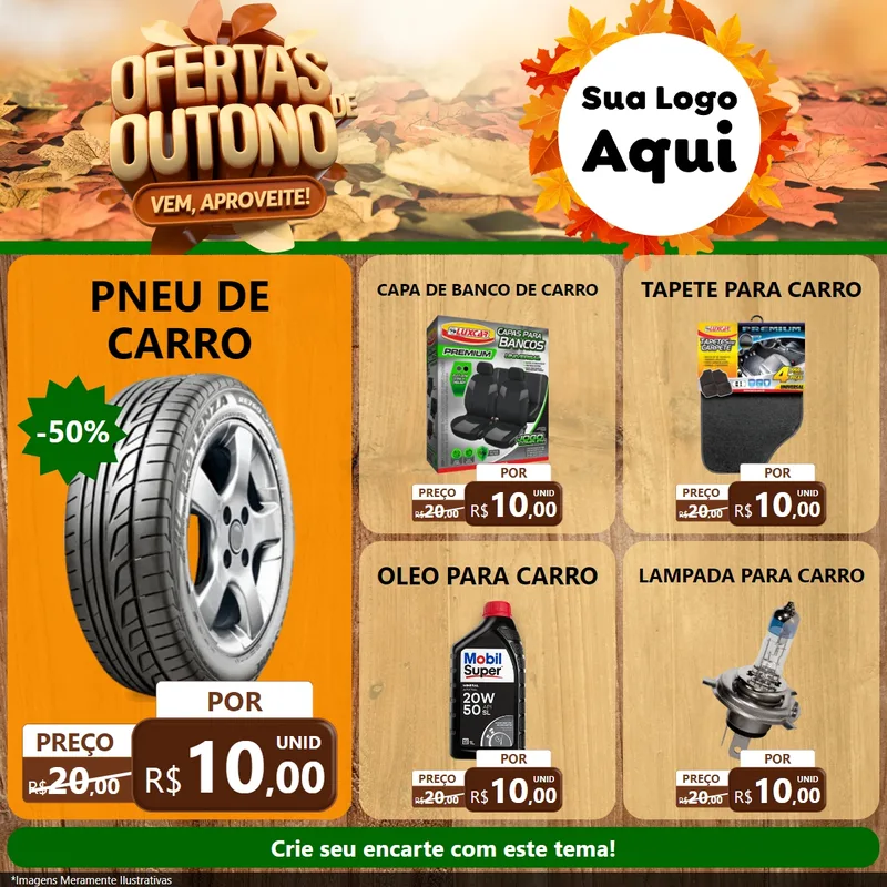 Modelo de Rede Social para Feed Facebook com o tema Ofertas de Outono - Vem, Aproveite! para Auto peças