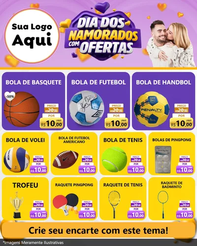 Modelo de Rede Social para Feed Instagram com o tema Dia Dos Namorados Com Ofertas para Artigos Esportivos
