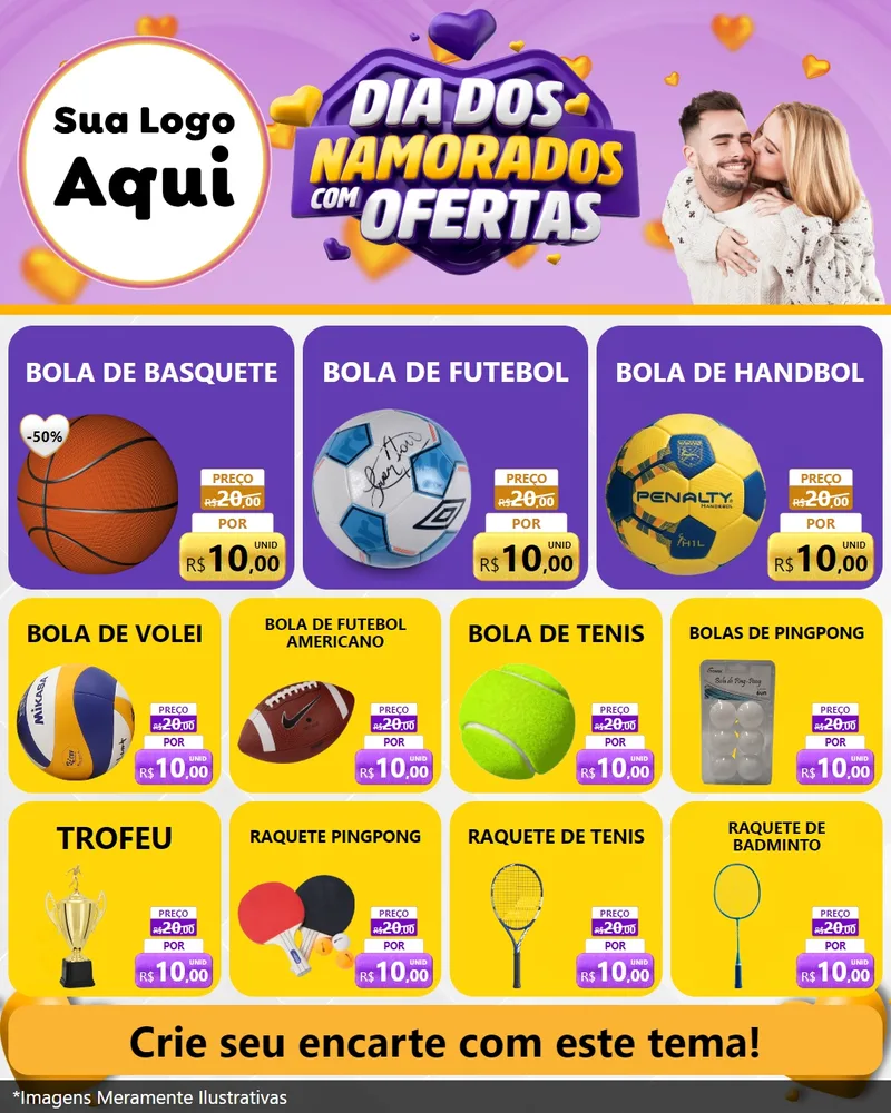 Modelo de Rede Social para Feed Instagram com o tema Dia Dos Namorados Com Ofertas para Artigos Esportivos