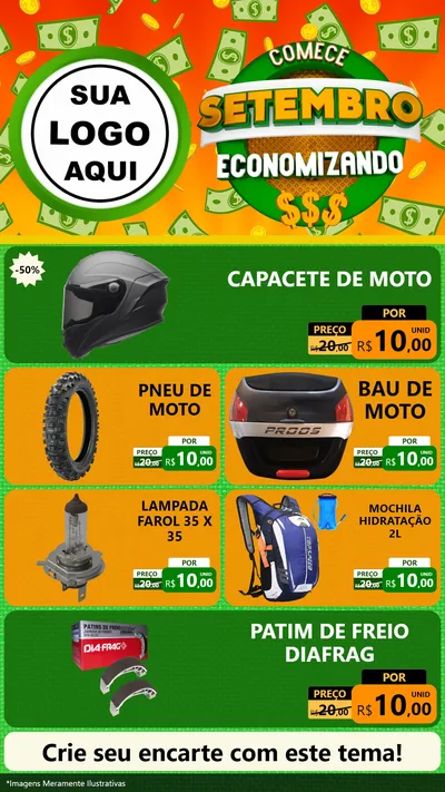 Modelo de TV para TV Vertical com o tema Comece Setembro Economizando para Moto peças