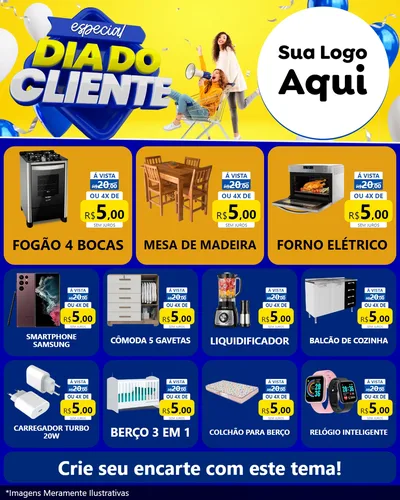 Modelo de Rede Social para Feed Instagram com o tema Especial Dia do Cliente para Móveis e Eletro
