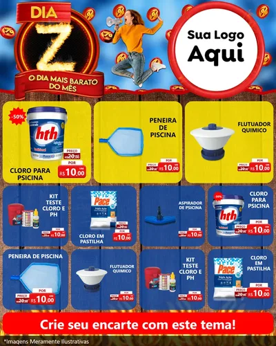 Modelo de Rede Social para Feed Instagram com o tema Dia Z - O Dia Mais Barato Do Mês para Produtos para Piscina