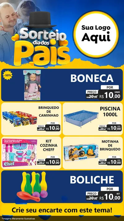 Modelo de TV para TV Vertical com o tema Sorteio Dia Dos Pais para Brinquedos