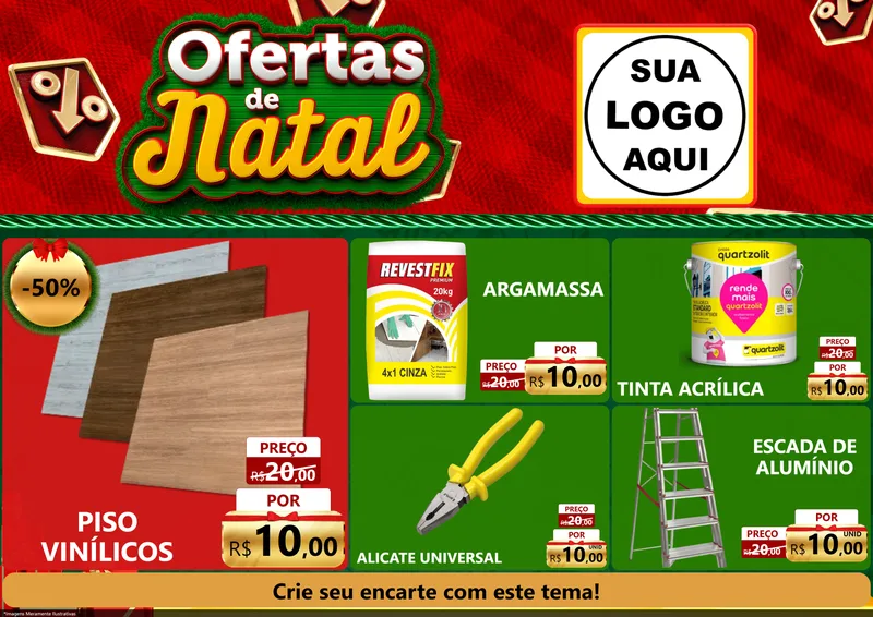 Modelo de Encarte para Encarte A4 Horizontal com o tema Ofertas de Natal para Material para Construção