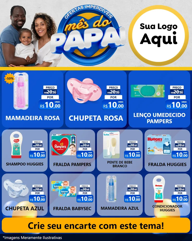 Modelo de Rede Social para Feed Instagram com o tema Ofertas Imperdíveis Mês Do Papai para Bebês