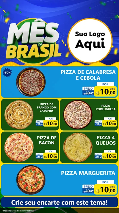 Modelo de TV para TV Vertical com o tema Mês do Brasil para Pizzaria