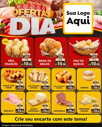 Modelo de Rede Social para Feed Instagram com o tema Ofertas do Dia para Padaria
