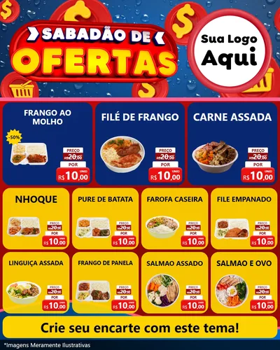 Modelo de Rede Social para Feed Instagram com o tema Sabadão de Ofertas para Restaurante