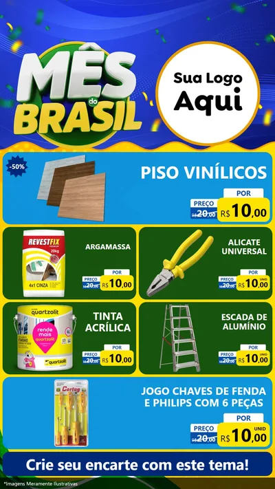Modelo de TV para TV Vertical com o tema Mês do Brasil para Material para Construção