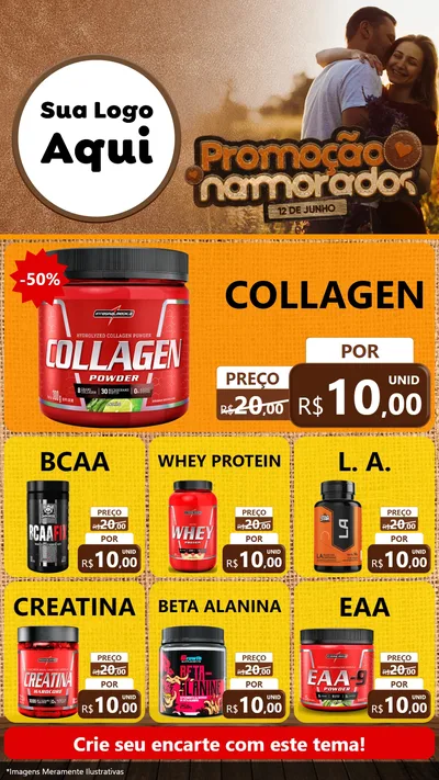 Modelo de Rede Social para Stories com o tema Promoção Namorados para Suplementos alimentares