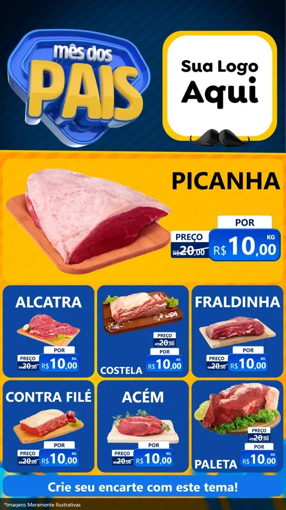 Modelo de Rede Social para Stories com o tema Mês dos Pais para Açougue