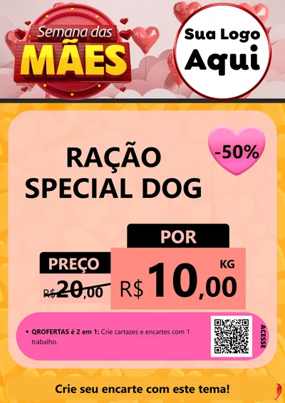 Modelo de Cartaz para Cartaz A4 Vertical com o tema Semana das Mães para Pet Shop