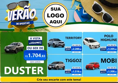 Modelo de Encarte para Encarte A4 Horizontal com o tema Verão de Ofertas para Concessionaria de Carros