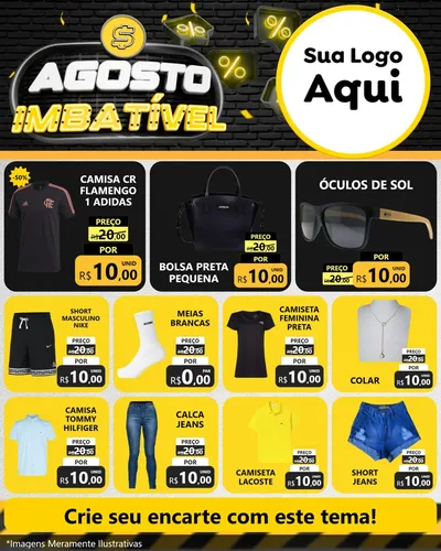 Modelo de Rede Social para Feed Instagram com o tema Agosto Imbatível para Roupas e acessórios
