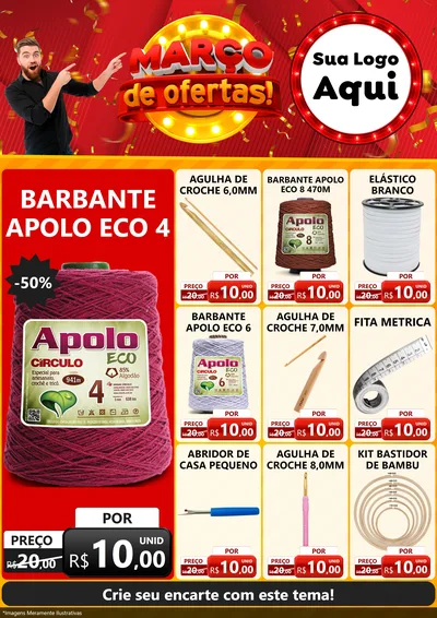Modelo de Encarte para Encarte A4 Vertical com o tema Março de Ofertas! para Armarinho e Aviamentos
