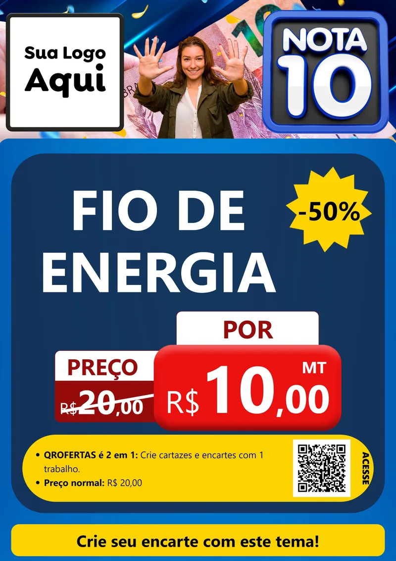 Modelo de Cartaz para Cartaz A4 Vertical com o tema Nota 10 para Materiais Elétricos