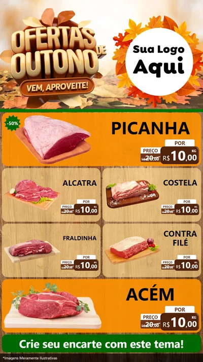 Modelo de TV para TV Vertical com o tema Ofertas de Outono - Vem, Aproveite! para Açougue