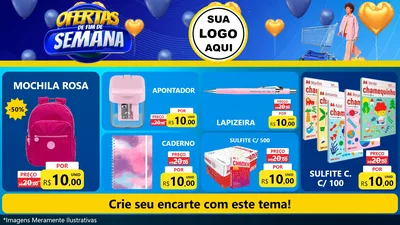 Modelo de TV para TV Horizontal com o tema Ofertas de Fim de Semana para Papelaria