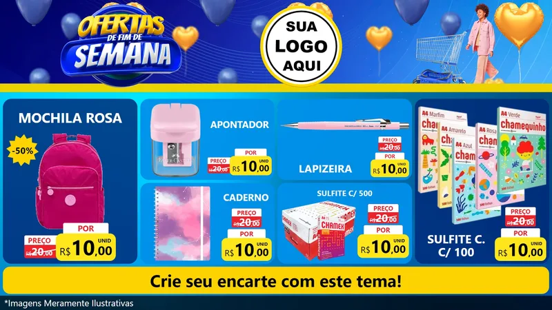 Modelo de TV para TV Horizontal com o tema Ofertas de Fim de Semana para Papelaria