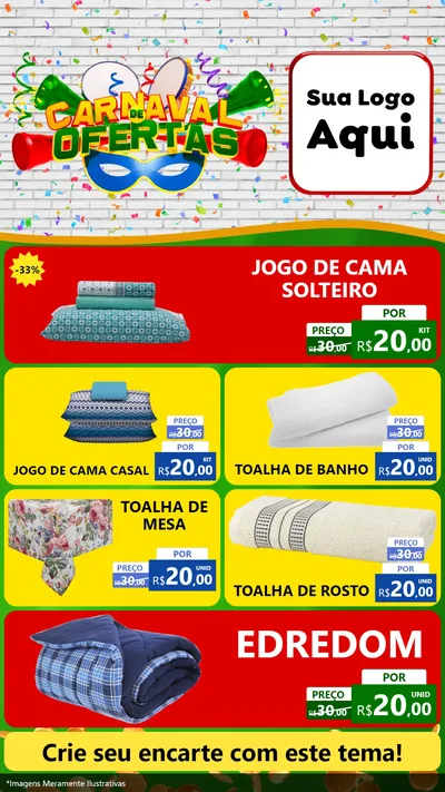 Modelo de TV para TV Vertical com o tema Carnaval de Ofertas para Cama, Mesa e Banho
