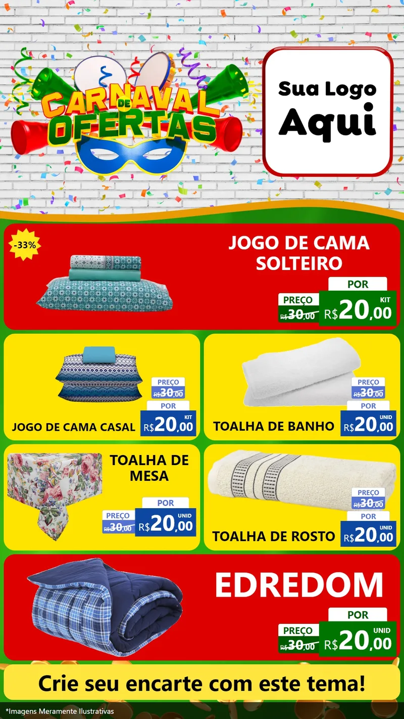 Modelo de TV para TV Vertical com o tema Carnaval de Ofertas para Cama, Mesa e Banho