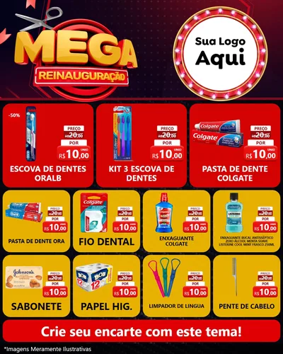 Modelo de Rede Social para Feed Instagram com o tema Mega Reinauguração para Higiene Pessoal