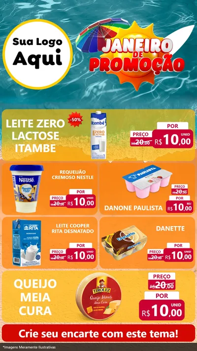 Modelo de TV para TV Vertical com o tema Janeiro de Promoção para Frios e Laticínios