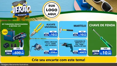 Modelo de TV para TV Horizontal com o tema Verão de Ofertas para Maquinas e Ferramentas