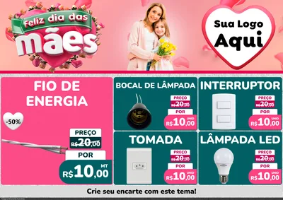 Modelo de Encarte para Encarte A4 Horizontal com o tema Feliz Dia das Mães para Materiais Elétricos