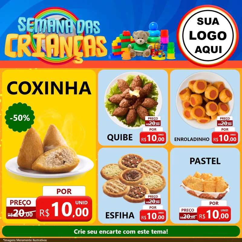 Modelo de Rede Social para Feed Facebook com o tema Semana das Crianças para Salgadaria