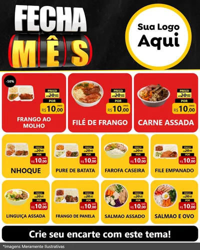 Modelo de Rede Social para Feed Instagram com o tema Fecha Mês para Restaurante